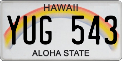 HI license plate YUG543