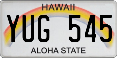 HI license plate YUG545