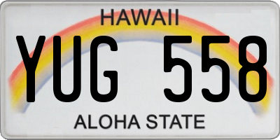 HI license plate YUG558