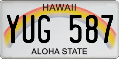HI license plate YUG587