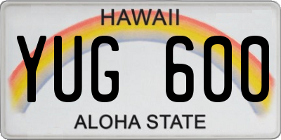 HI license plate YUG600