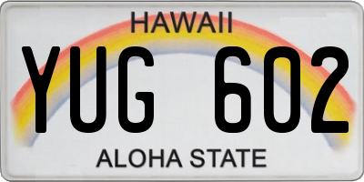 HI license plate YUG602