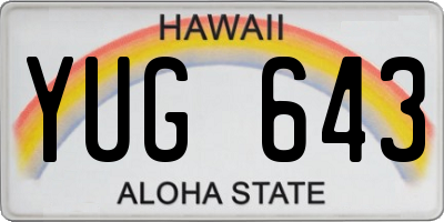 HI license plate YUG643
