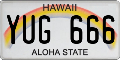 HI license plate YUG666