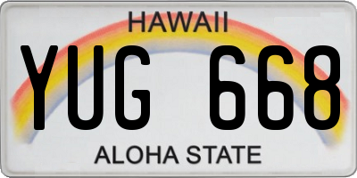 HI license plate YUG668