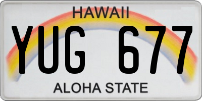 HI license plate YUG677