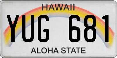 HI license plate YUG681