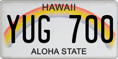 HI license plate YUG700