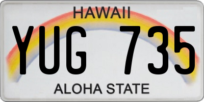 HI license plate YUG735