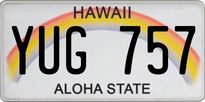 HI license plate YUG757