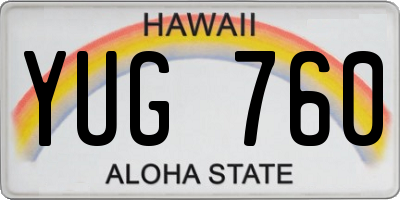HI license plate YUG760