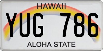HI license plate YUG786