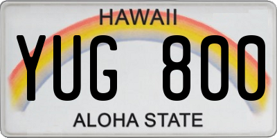 HI license plate YUG800