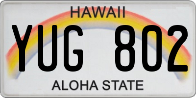 HI license plate YUG802