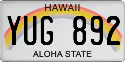 HI license plate YUG892