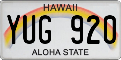 HI license plate YUG920