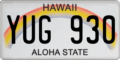 HI license plate YUG930