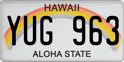 HI license plate YUG963