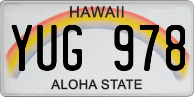 HI license plate YUG978