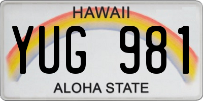 HI license plate YUG981