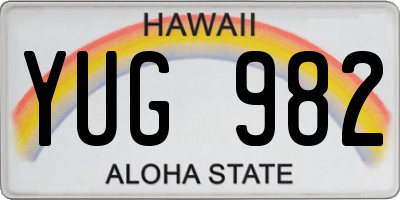 HI license plate YUG982