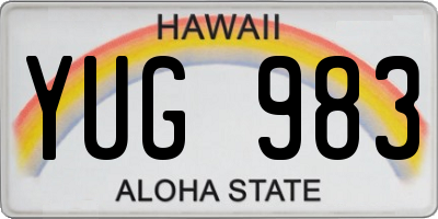 HI license plate YUG983