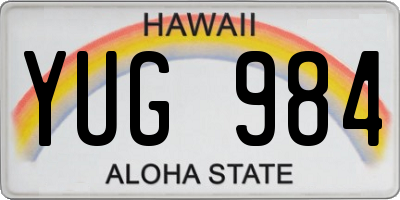 HI license plate YUG984
