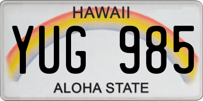 HI license plate YUG985