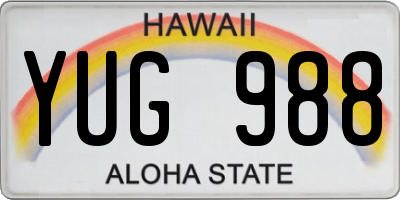 HI license plate YUG988