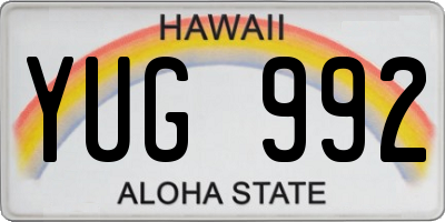 HI license plate YUG992