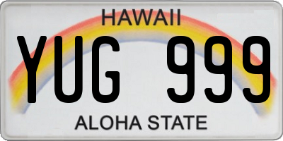 HI license plate YUG999