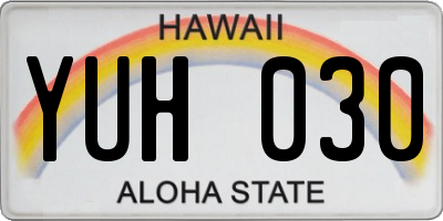 HI license plate YUH030