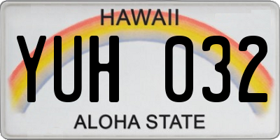 HI license plate YUH032