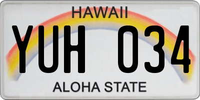 HI license plate YUH034