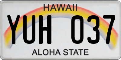 HI license plate YUH037