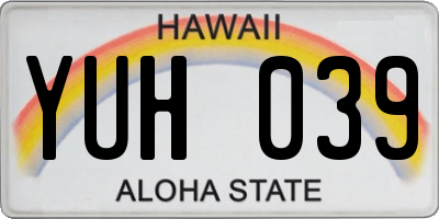 HI license plate YUH039