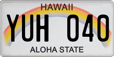 HI license plate YUH040