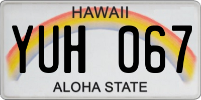 HI license plate YUH067