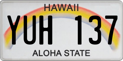 HI license plate YUH137