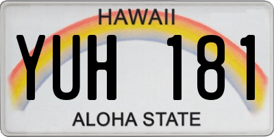 HI license plate YUH181
