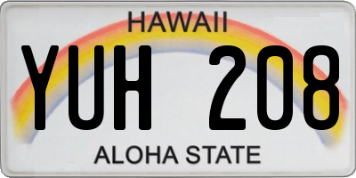 HI license plate YUH208