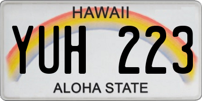 HI license plate YUH223