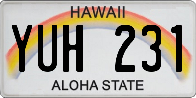 HI license plate YUH231