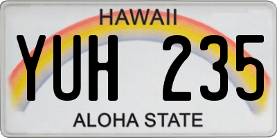 HI license plate YUH235