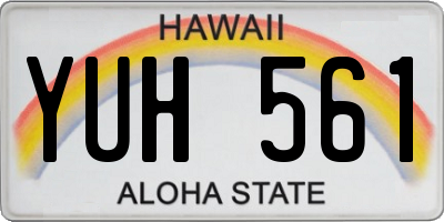 HI license plate YUH561