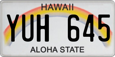 HI license plate YUH645