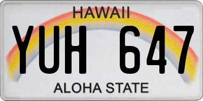 HI license plate YUH647