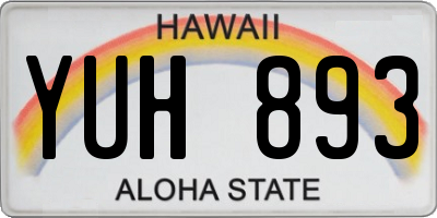 HI license plate YUH893