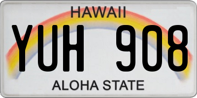 HI license plate YUH908