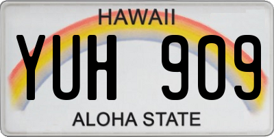HI license plate YUH909